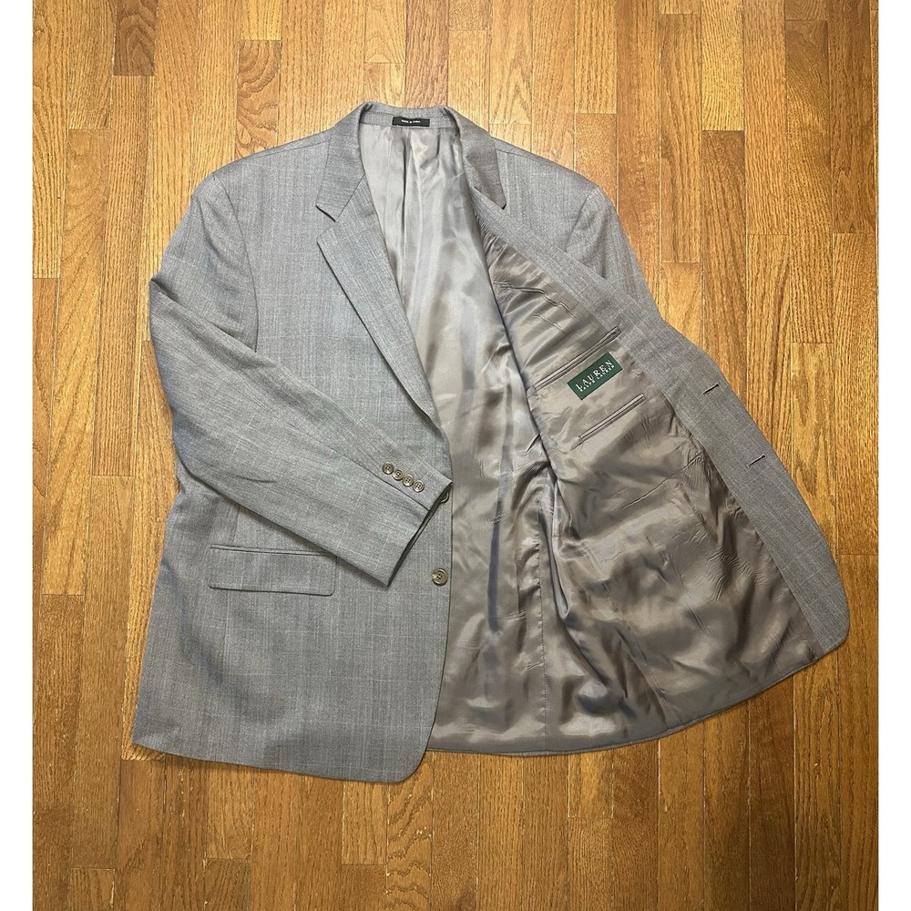 LAUREN Ralph Lauren Blazer Mens 48R 100% Wool Plaid Multicolor Sport Coat Lined